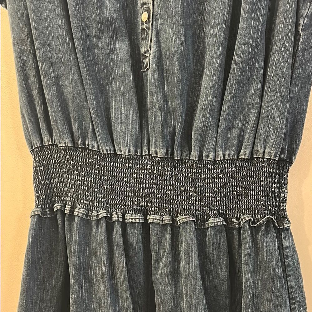 Rails Ruffled Denim Dress, Size Large - Picture 4 of 11